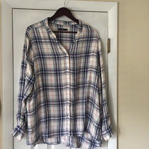 NWOT max jeans sparkle thread plaid shirt
